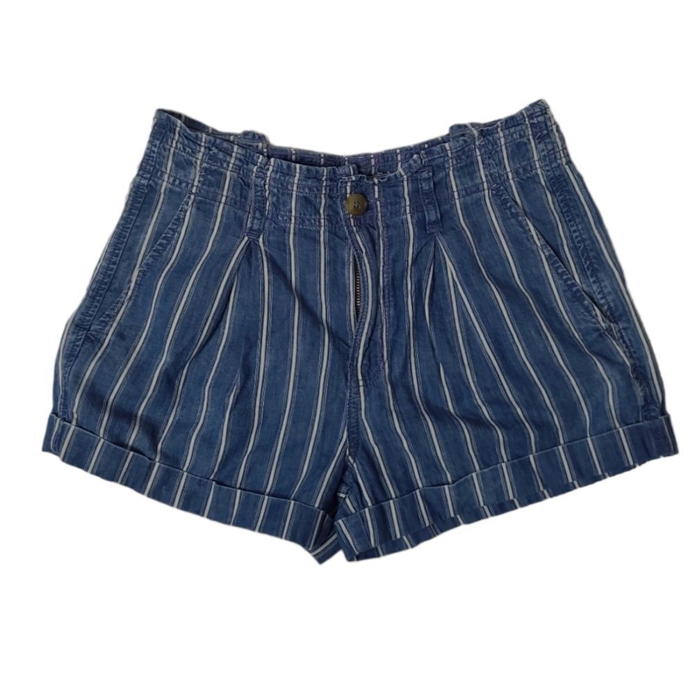 AMERICAN EAGLE striped super high waisted paper bag cuffed‎ shorts 2